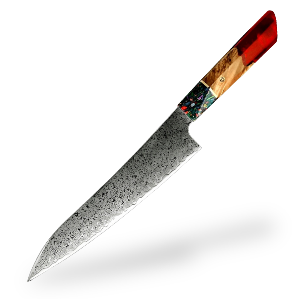 Couteau de chef 8,5, bois et résine rouge