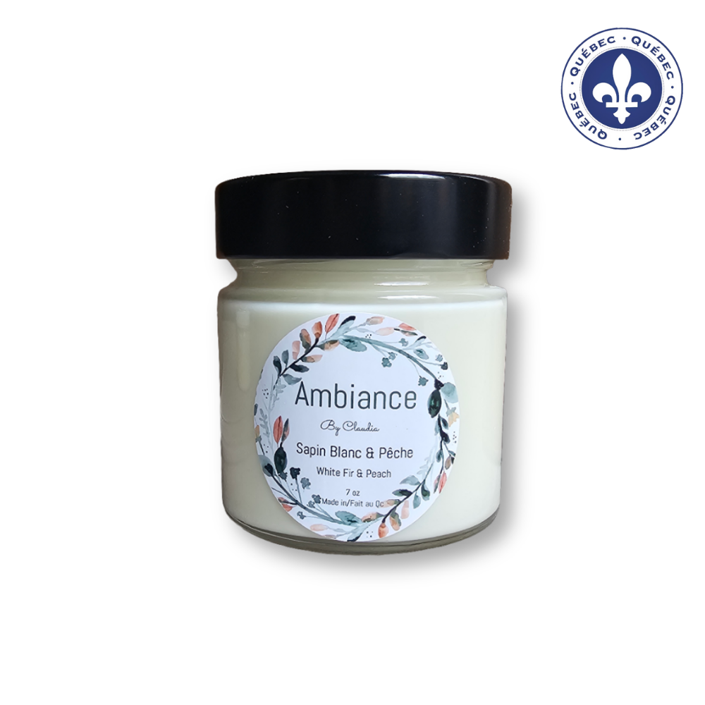 Chandelle en cire de soja - sapin blanc pêche