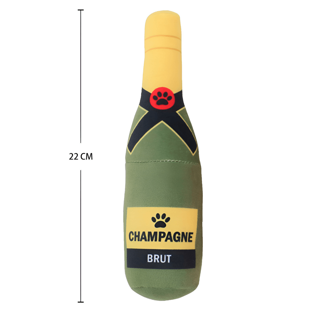 measurement wine dog toys - dimensions du jouet pour chien en forme de champagne