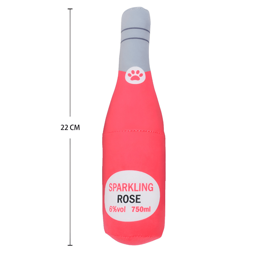 wine dog toys measurement - dimensions du jouets pour chiens en forme de vin rosé