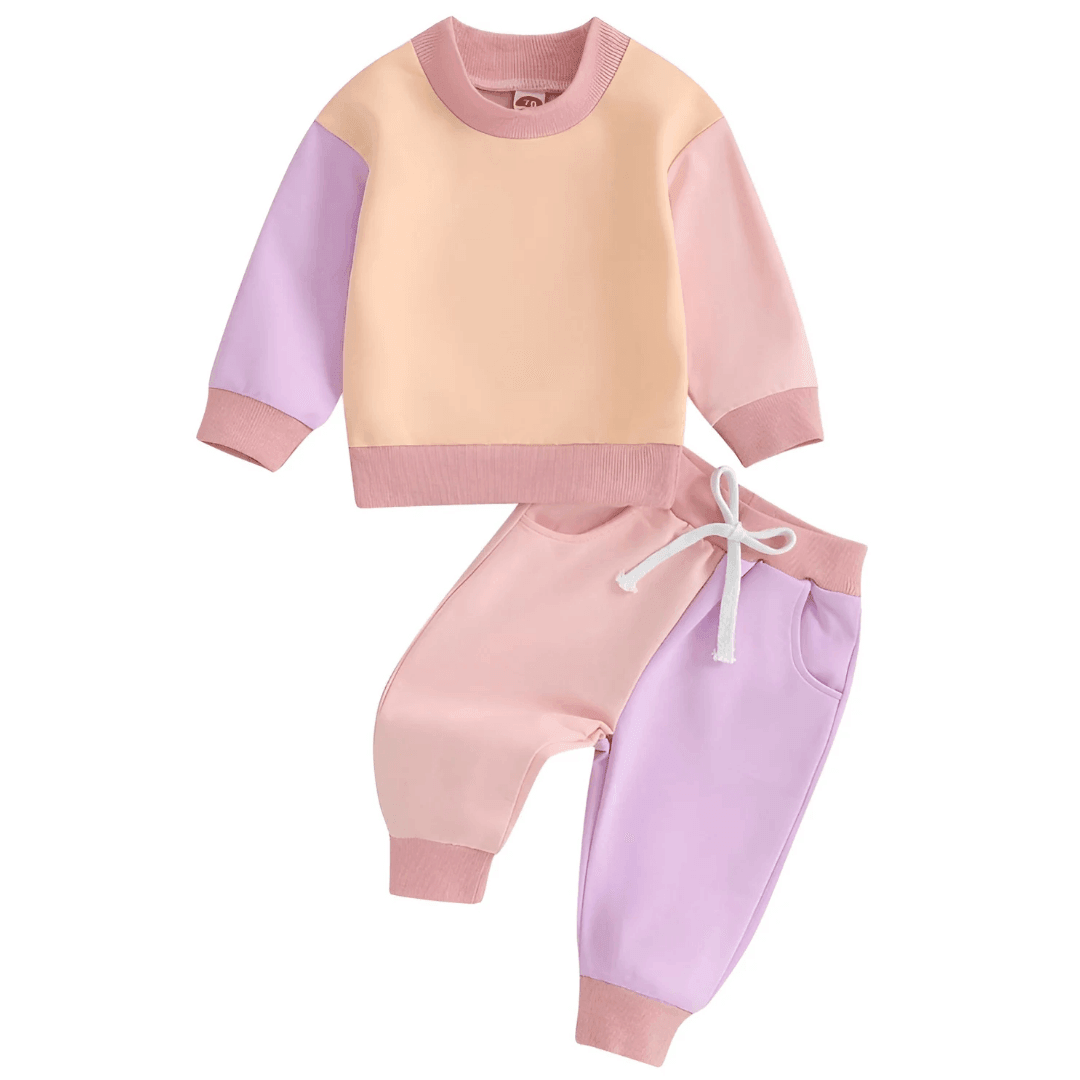 2 pièces, pantolon et chandail long rose pour bébé filles - 2 pieces pink for baby girl pants and long sleeve