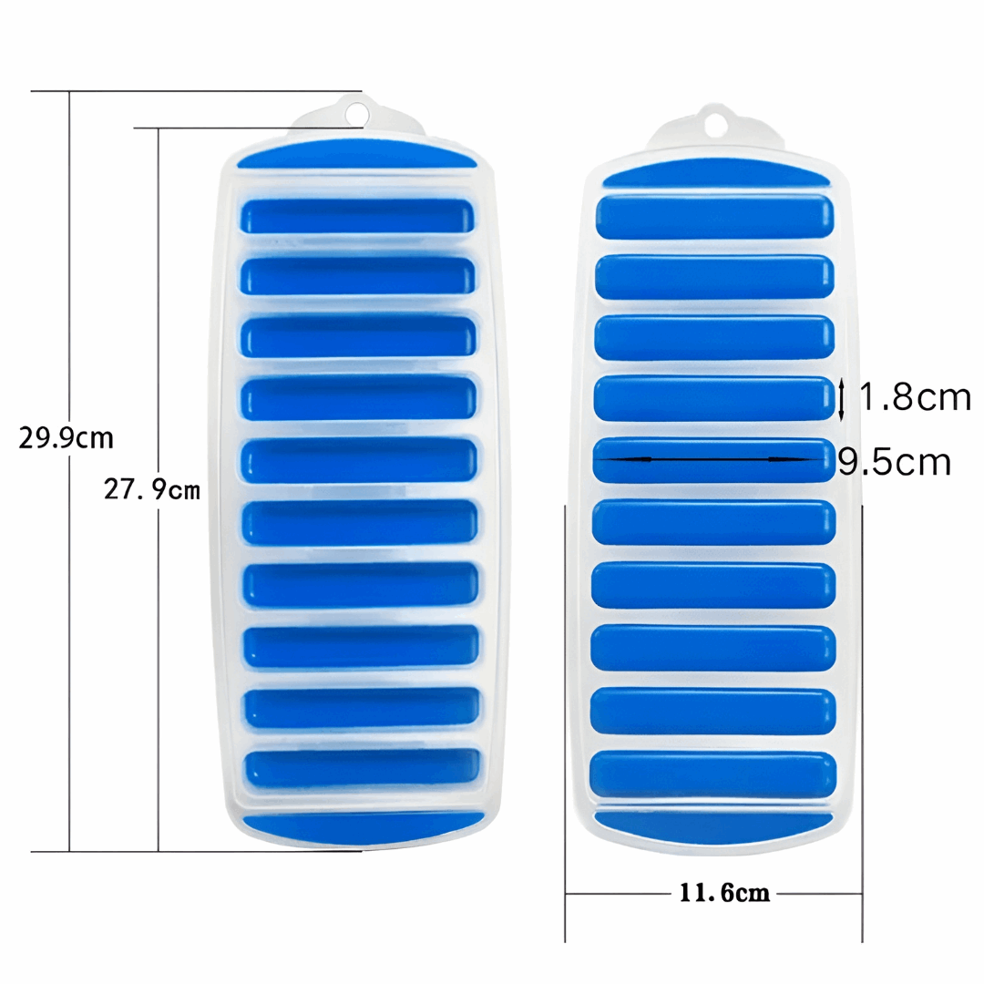 ice tray measurement - dimensions de 2 bac à glaçons bleu en sillicone