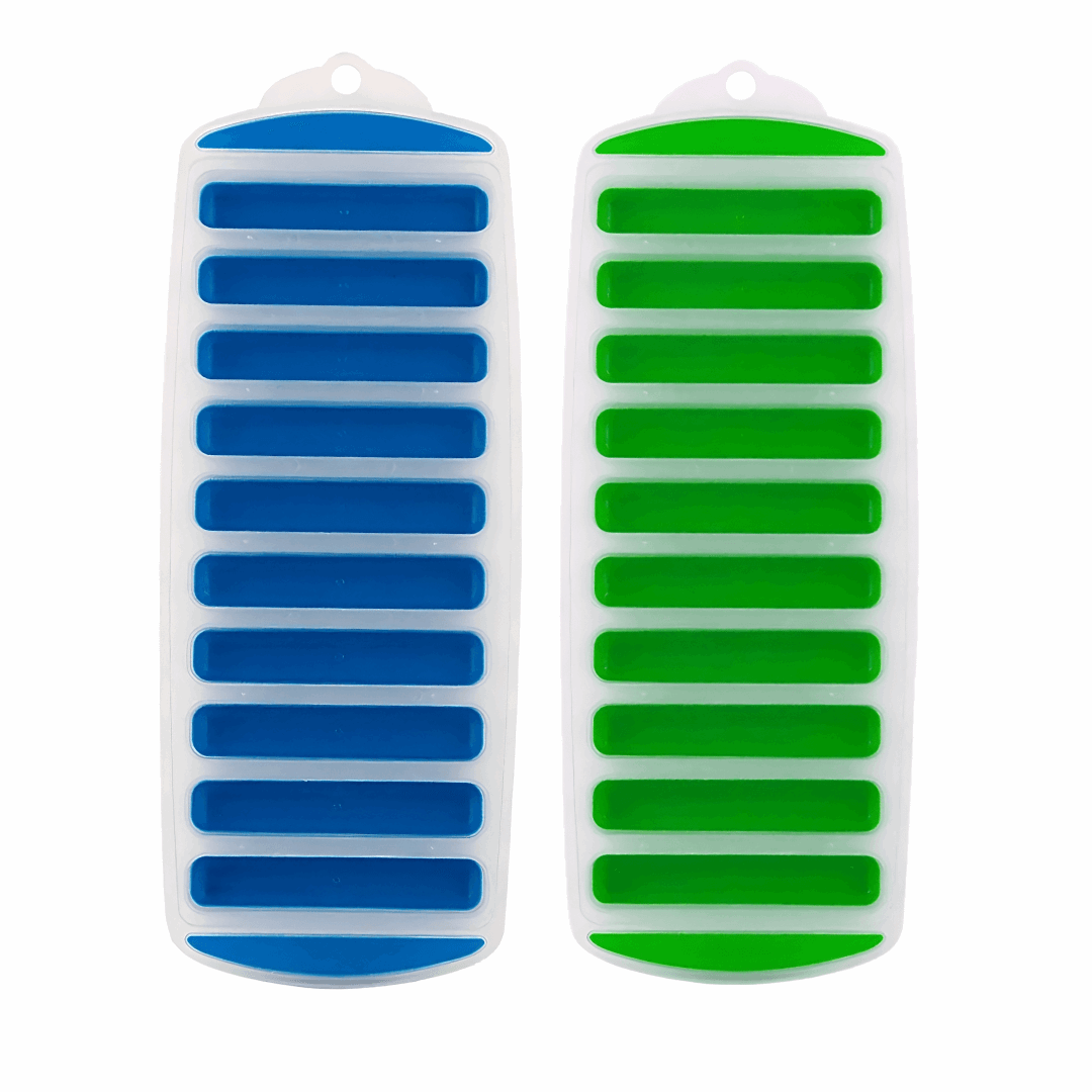 2 ice tray in silicone blue and green for water bottle - 2 bac à glaçons bleu et vert en silicone pour bouteille d'eau