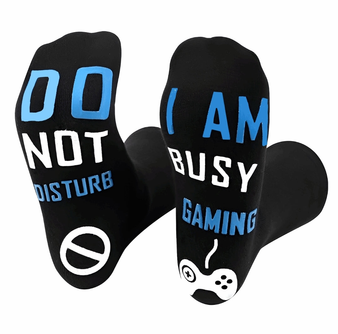 funny black socks with message do not disturb - bas amusant avec un message