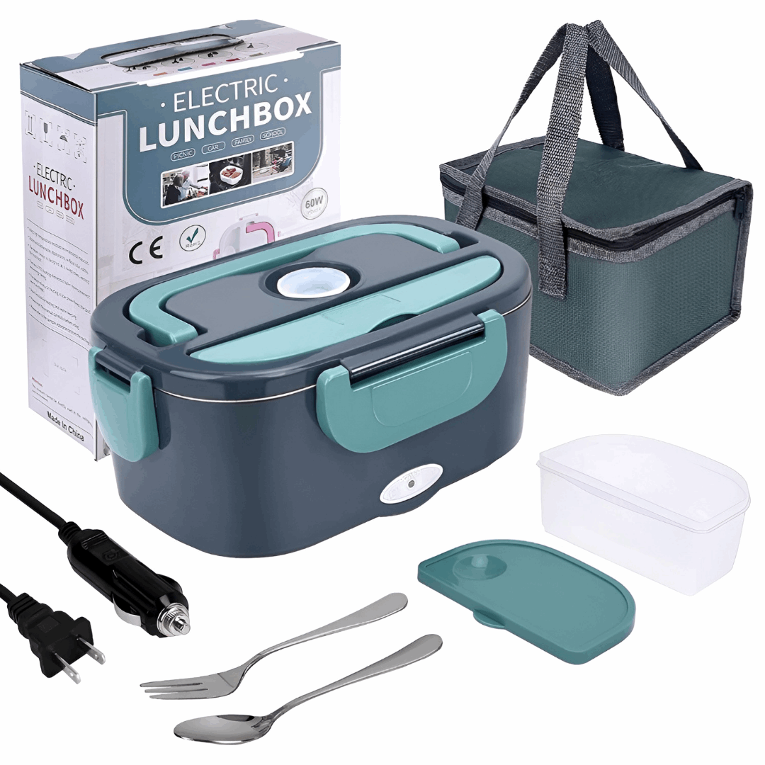 Boîte à lunch électrique (chauffante) verte foncé - electric lunchbox with bags