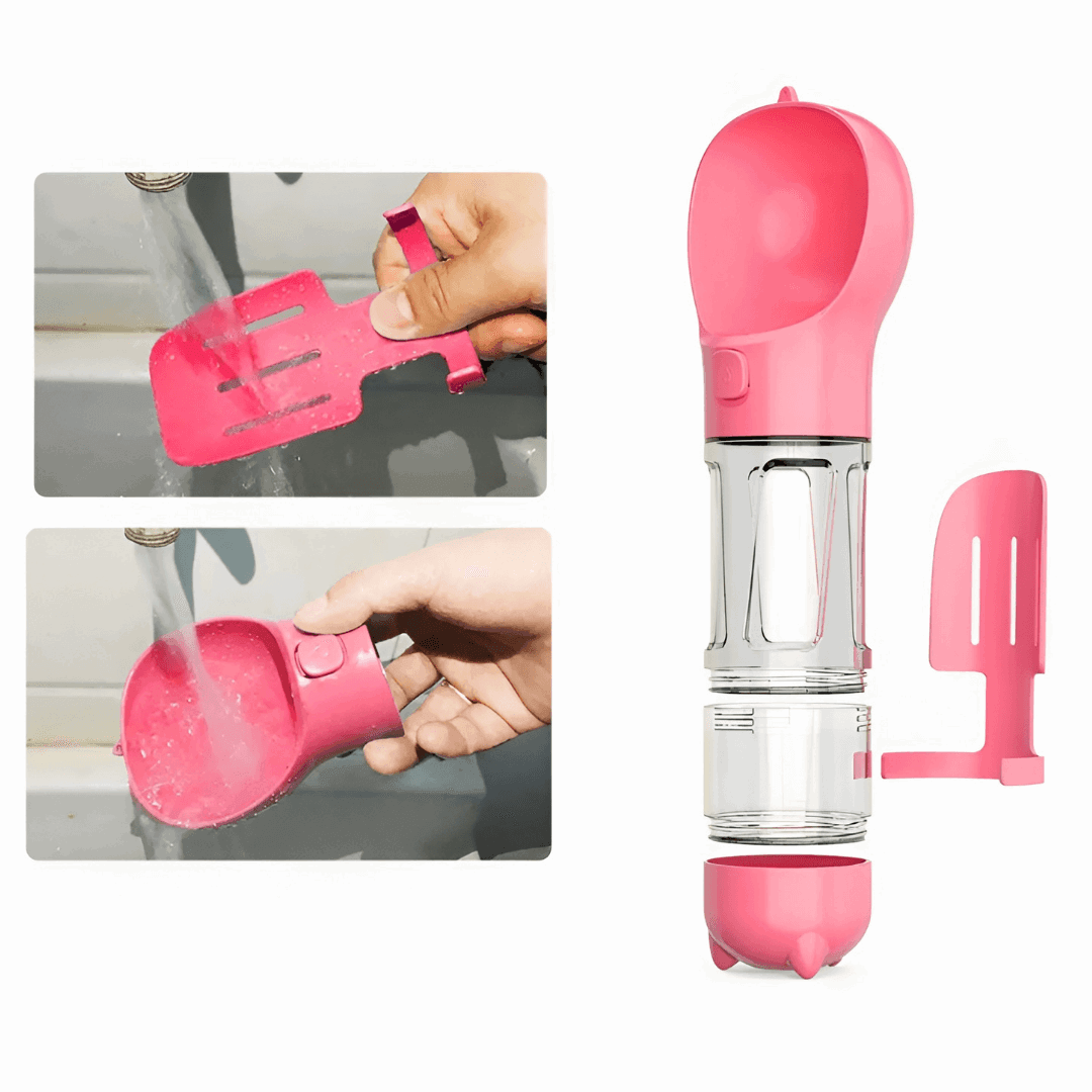 Bouteille d'eau pour chien rose multifonction -  multifunctions pink dogs water bottle