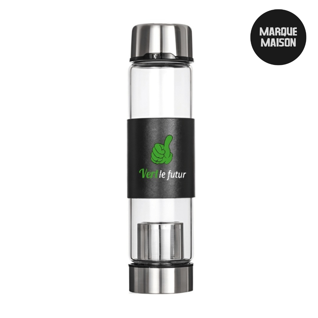 bouteille d'eau pour infusiomn de thé et tisane noir marque vert le futur - infuser bottle for tea