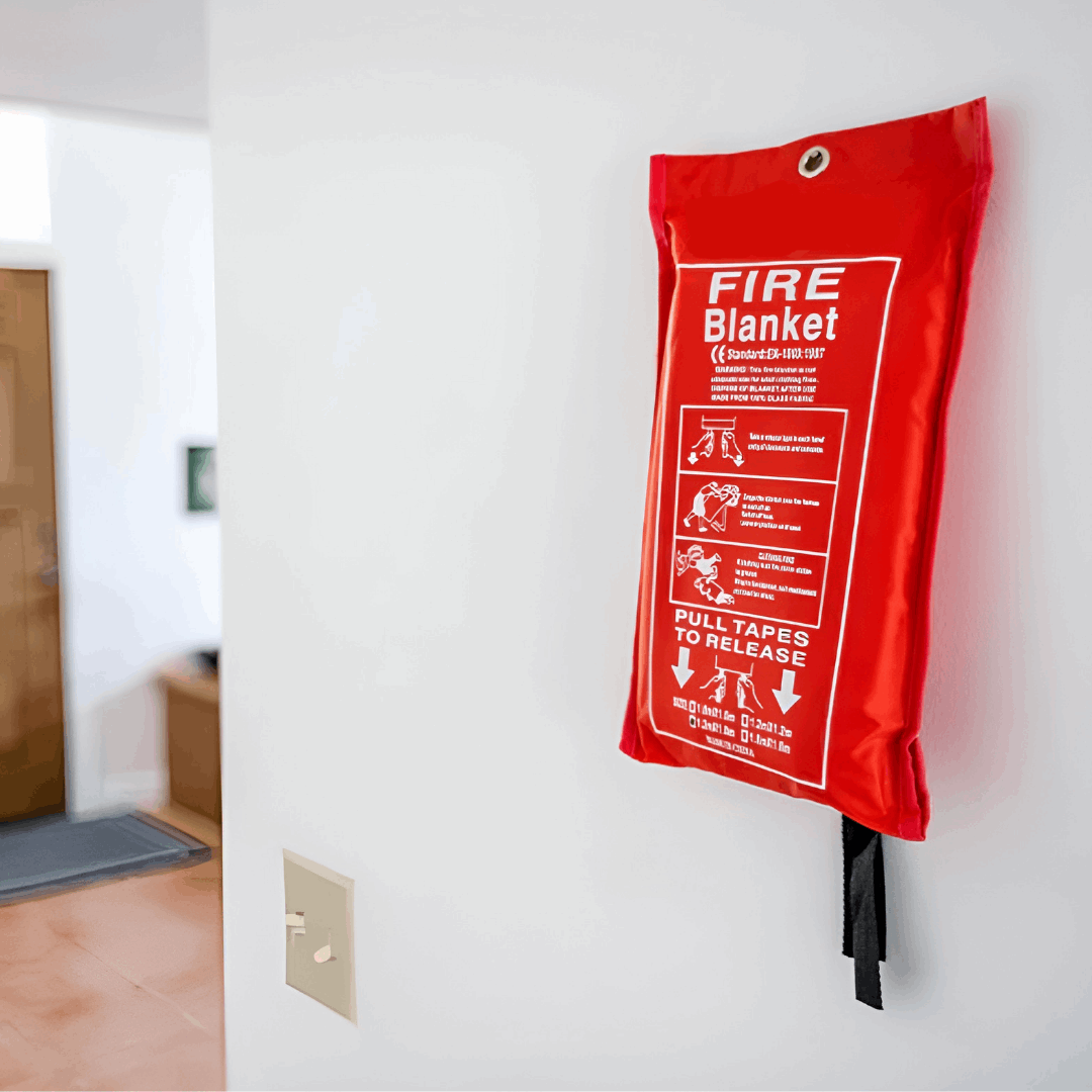 Couverture anti-feu accroché au mur - fire blanket on a wall  - Vlf shop