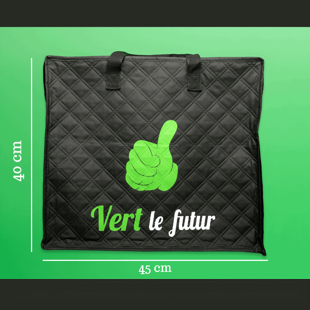 measurement black reusable bags - vert le futur dimensions du sac - vlf shop