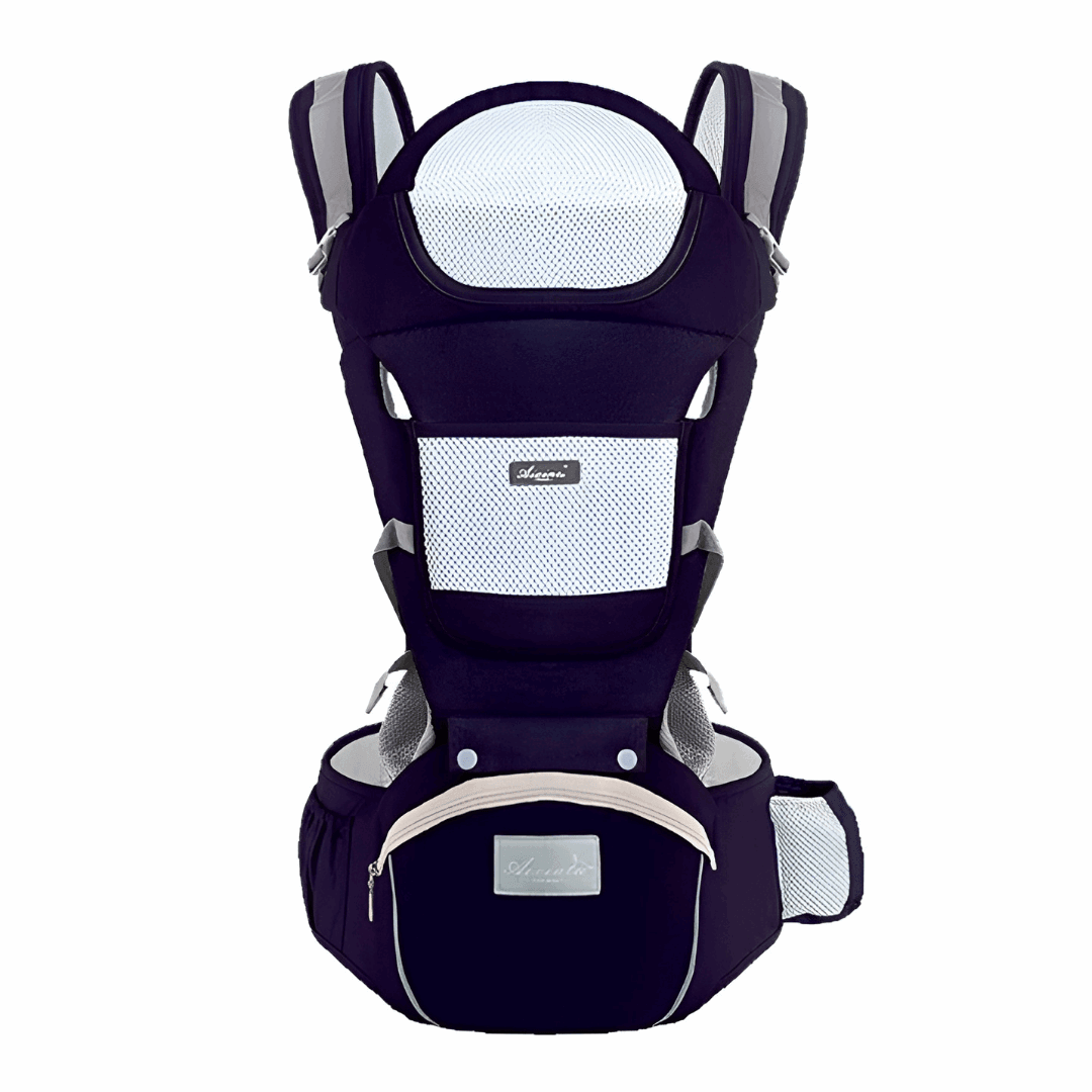 dark blue polyester baby carrier - porte-bébé bleu foncé harnais pour nouveau-né