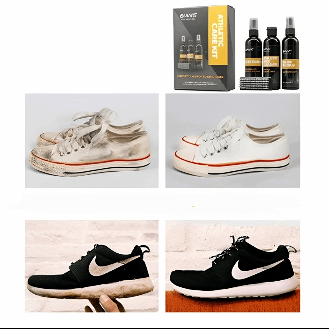 before after using our shoes cleaner - avant et après avoir utilisé notre produits nettoyant pour souliers