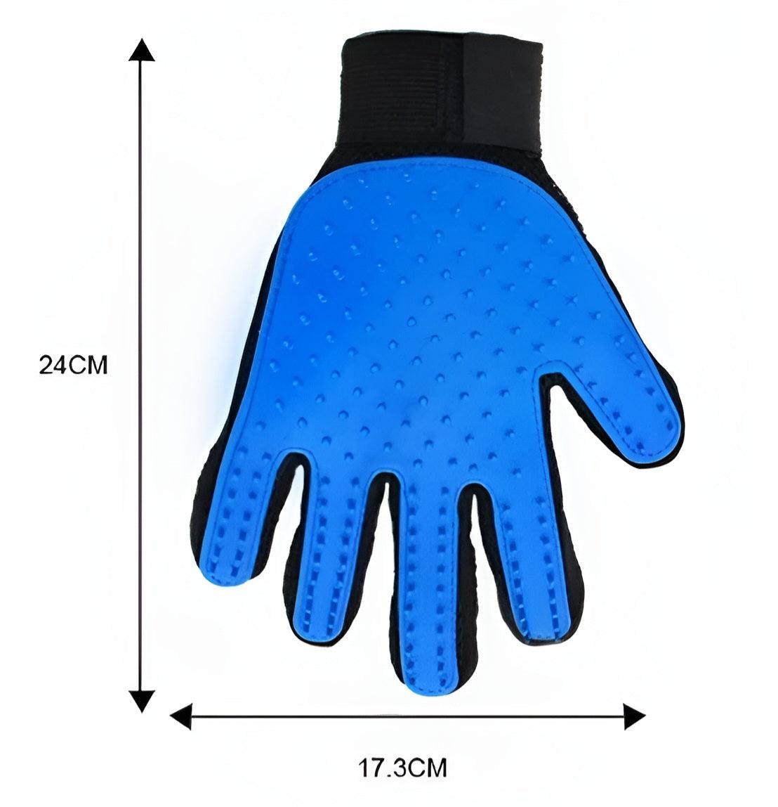 measurement pets hair gloves remover blue - dimension gants de toilettage bleu pour chien et chats - VLF SHOP