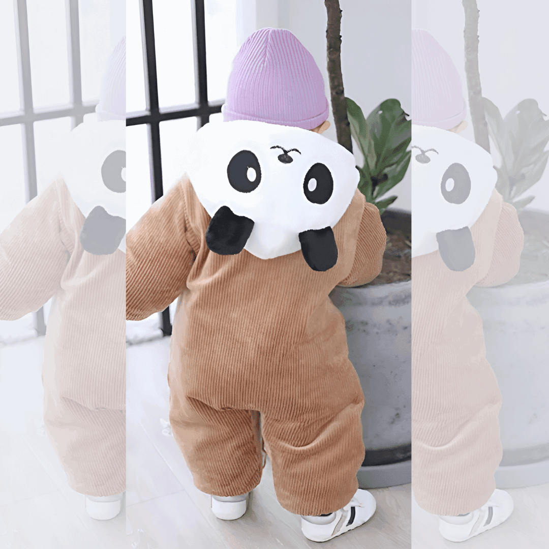 brown panda pajamas - pyjama brun panada pour bébé -  vlf shop