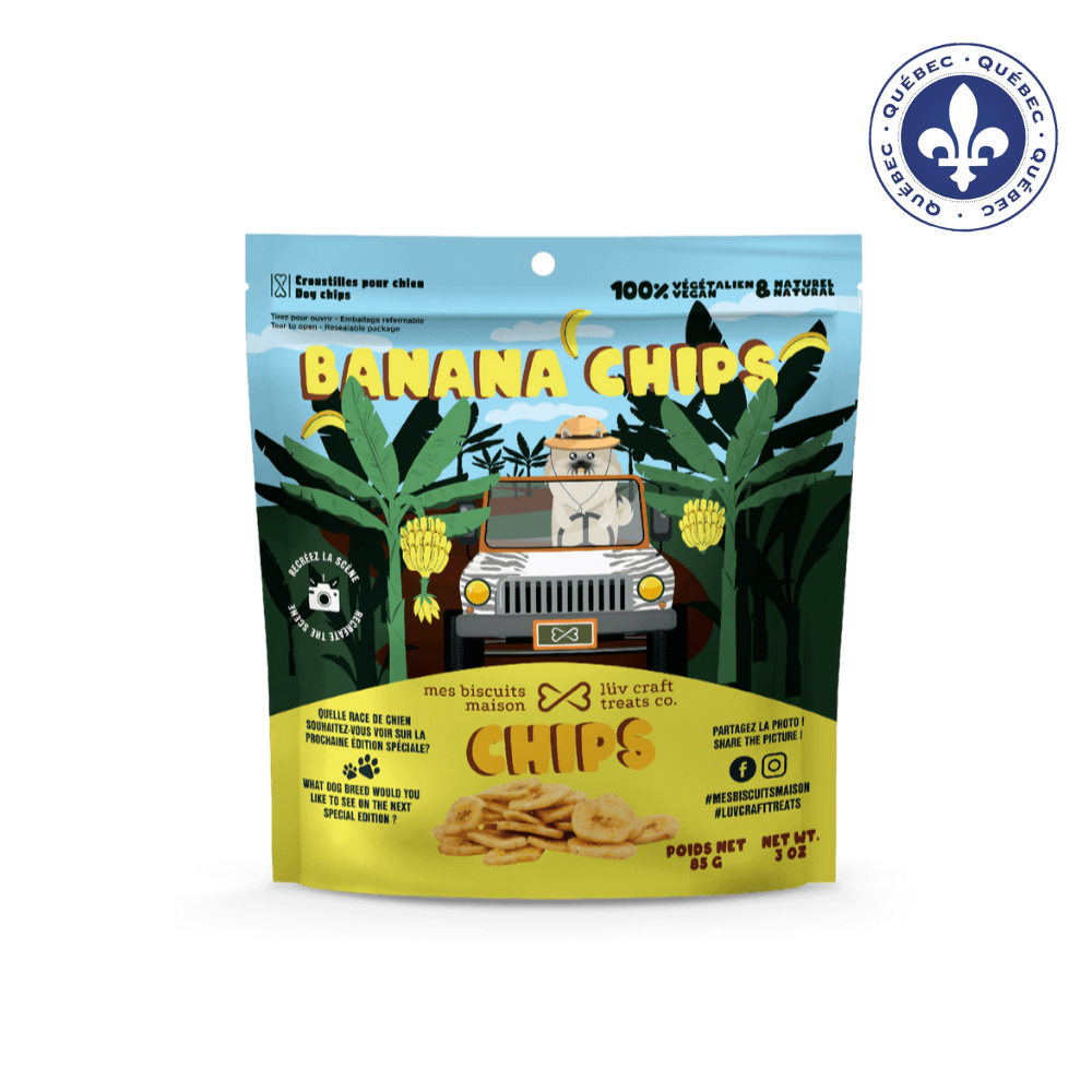 Gâterie pour chien - croustilles de banane - 85g