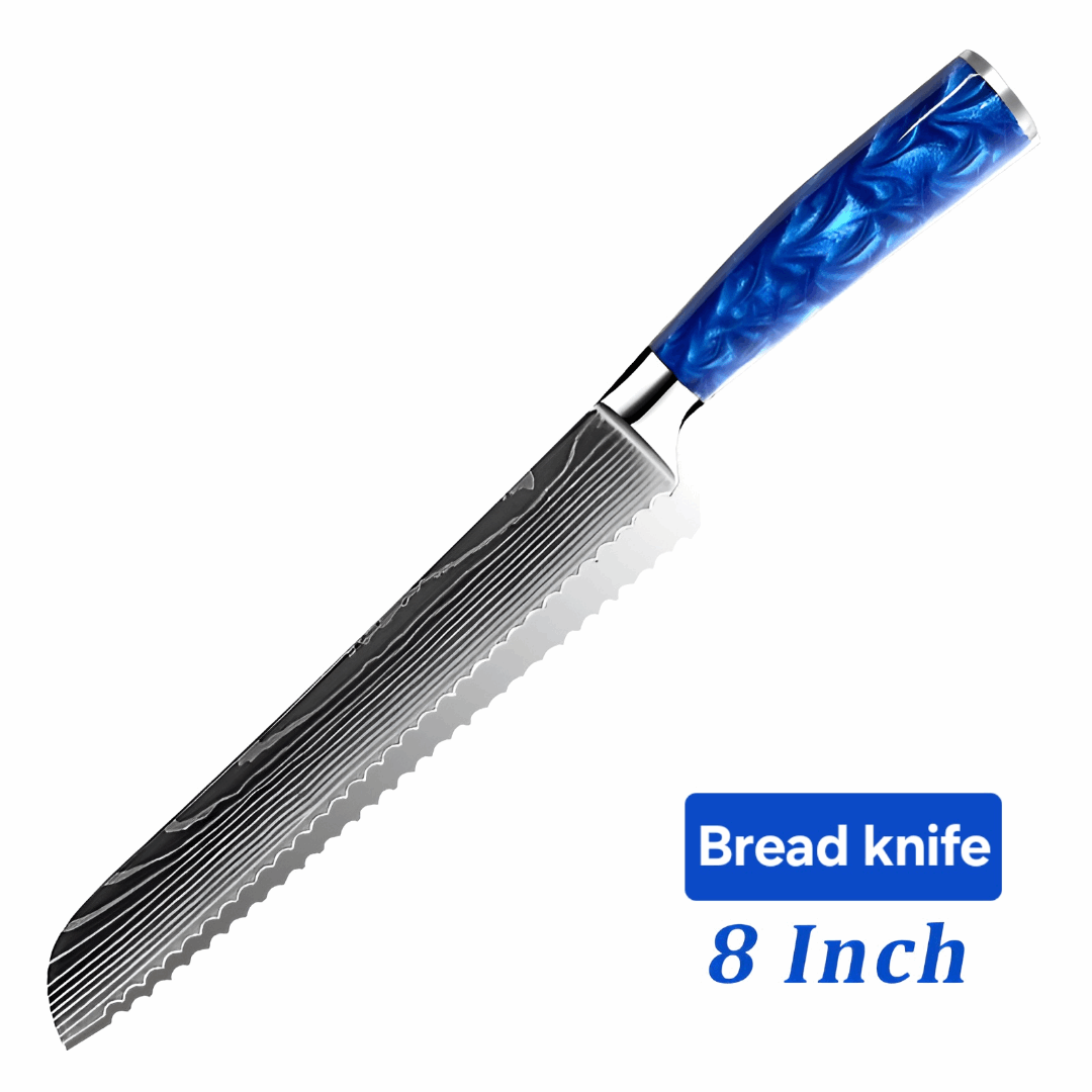 1 blue knife bread knife resin and stanless steal - 1 couteau à pain bleu en resin et acier inoxydable