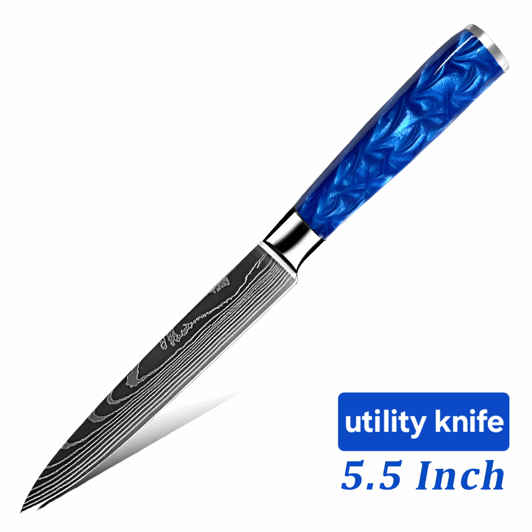 1 blue knife resin and stanless steal - 1 couteau  bleu en resin et acier inoxydable