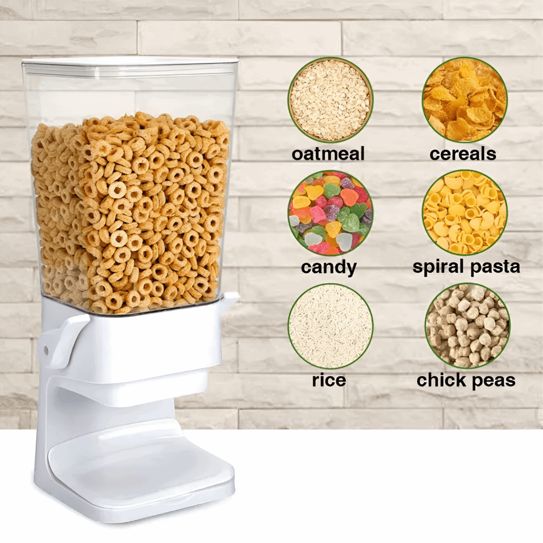 white cereal dispenser