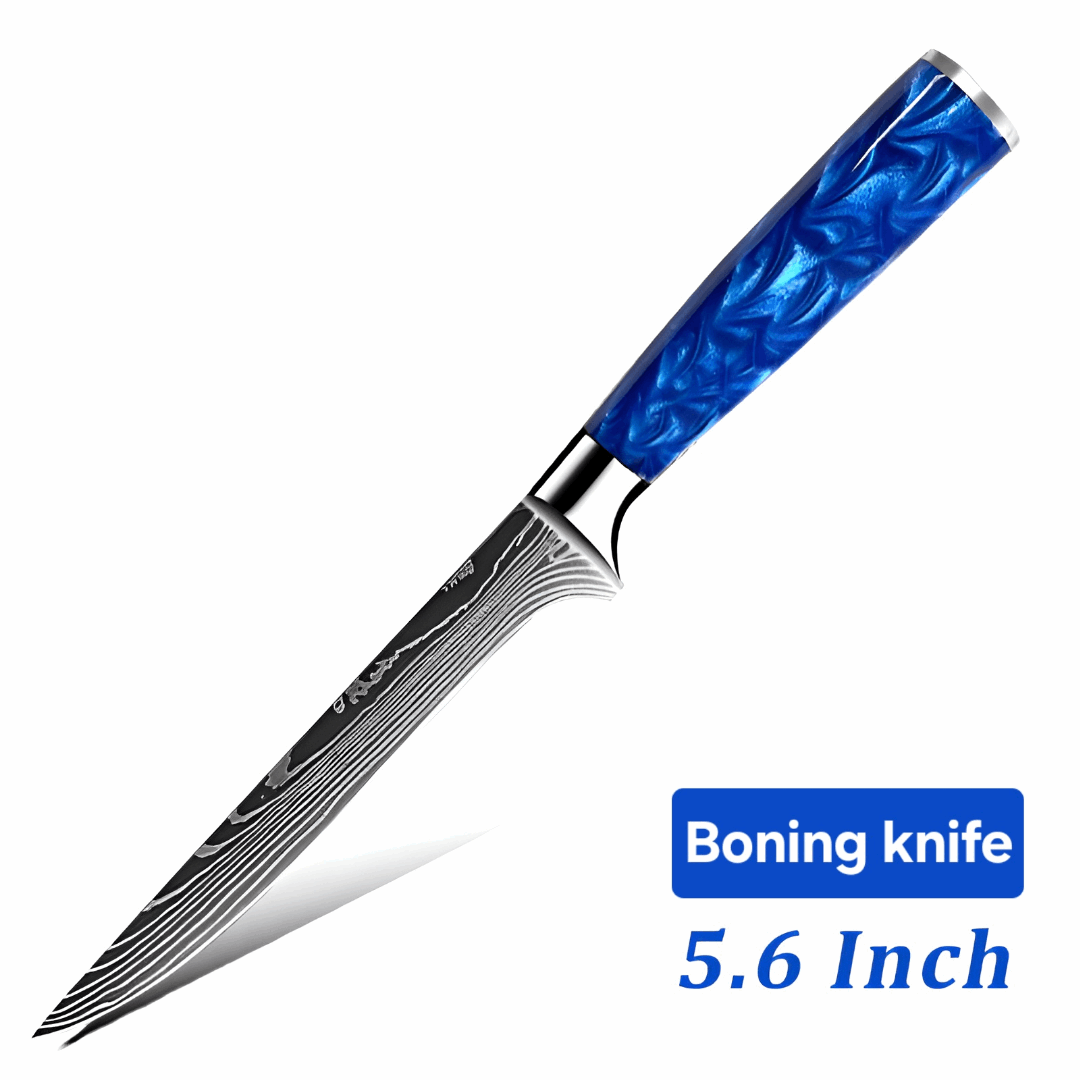 1 blue knife boning knife resin and stanless steal - 1 couteau pour déosser bleu en resin et acier inoxydable