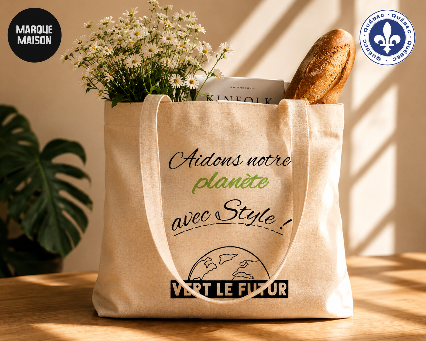 Premium tote bag with inside pockets