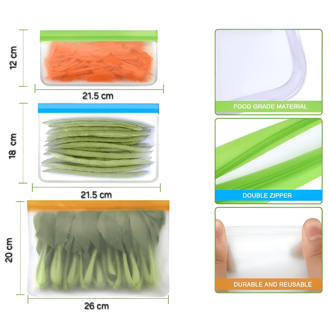 dimensions food storage bags - sac à congelation nourriture dimensions