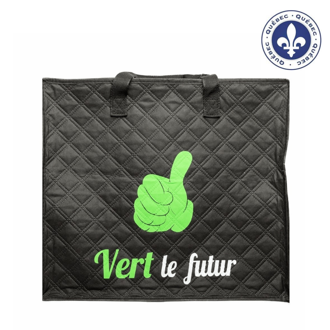 Grand sac à fermeture éclair de la marque québécoise Vert le futur - big black zipper bags 