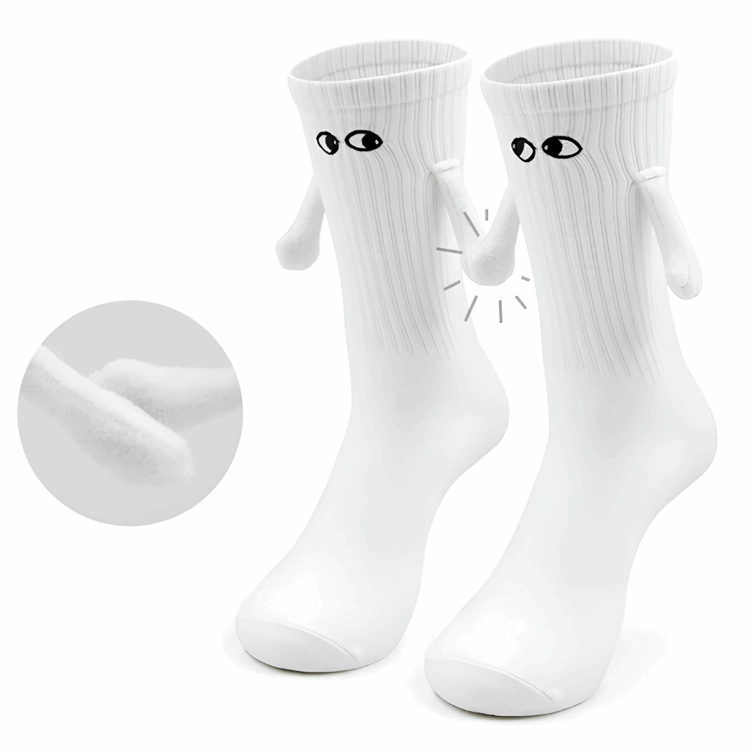 white magnetic socks - bas blanc avec aimant